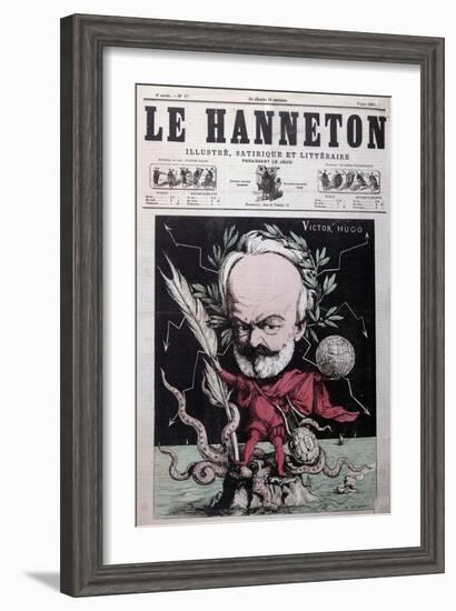 Caricature of Victor Hugo as Zeus in Exile on Guernsey from the Front Cover Of"Le Hanneton"-G. Deloyoti-Framed Giclee Print