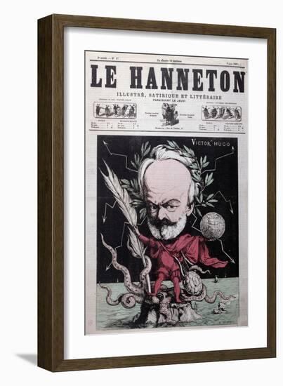 Caricature of Victor Hugo as Zeus in Exile on Guernsey from the Front Cover Of"Le Hanneton"-G. Deloyoti-Framed Giclee Print