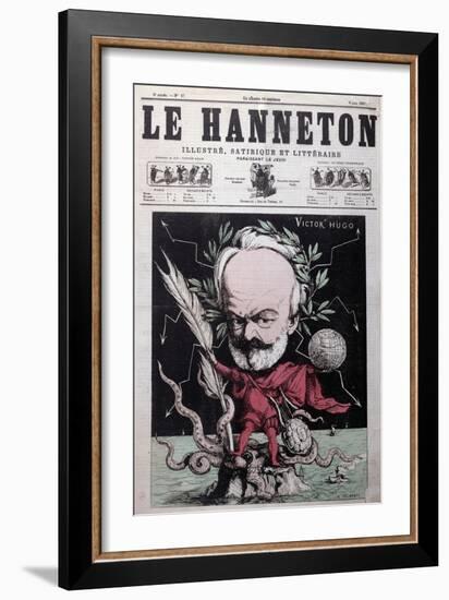 Caricature of Victor Hugo as Zeus in Exile on Guernsey from the Front Cover Of"Le Hanneton"-G. Deloyoti-Framed Giclee Print