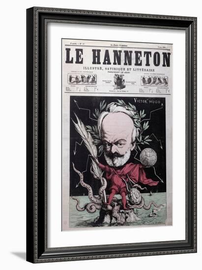 Caricature of Victor Hugo as Zeus in Exile on Guernsey from the Front Cover Of"Le Hanneton"-G. Deloyoti-Framed Giclee Print