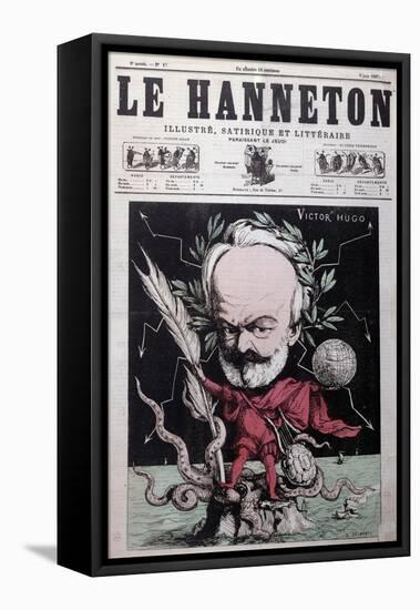 Caricature of Victor Hugo as Zeus in Exile on Guernsey from the Front Cover Of"Le Hanneton"-G. Deloyoti-Framed Premier Image Canvas