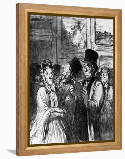 Caricature of Visitors to an Art Exhibition before a Painting by Gustave Moreau-Honore Daumier-Framed Premier Image Canvas