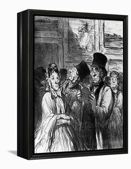 Caricature of Visitors to an Art Exhibition before a Painting by Gustave Moreau-Honore Daumier-Framed Premier Image Canvas