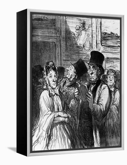 Caricature of Visitors to an Art Exhibition before a Painting by Gustave Moreau-Honore Daumier-Framed Premier Image Canvas