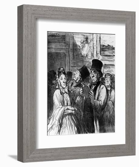 Caricature of Visitors to an Art Exhibition before a Painting by Gustave Moreau-Honore Daumier-Framed Giclee Print