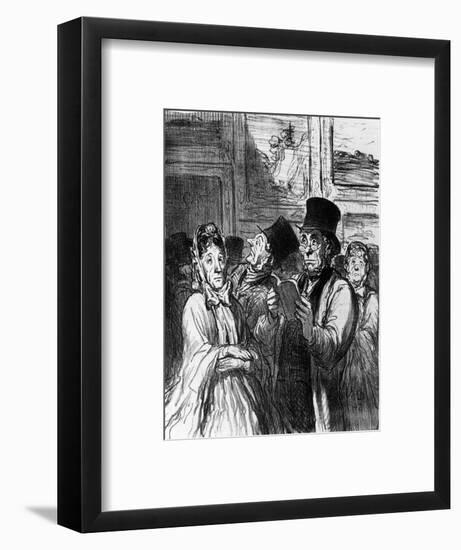 Caricature of Visitors to an Art Exhibition before a Painting by Gustave Moreau-Honore Daumier-Framed Giclee Print