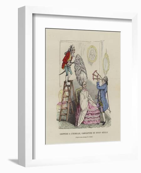 Caricature on French Women's Hairstyles of the 18th Century-null-Framed Giclee Print