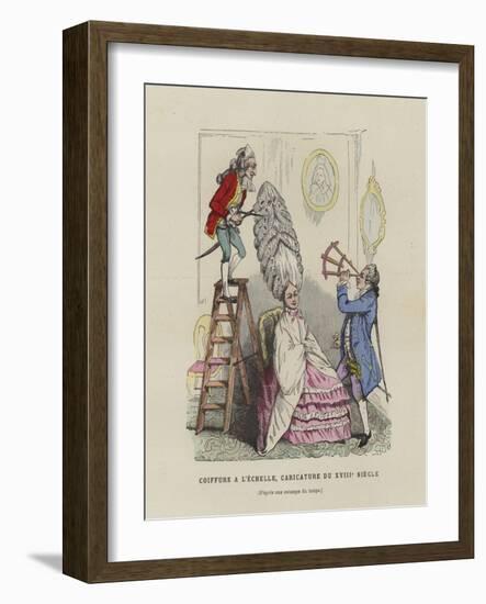 Caricature on French Women's Hairstyles of the 18th Century-null-Framed Giclee Print