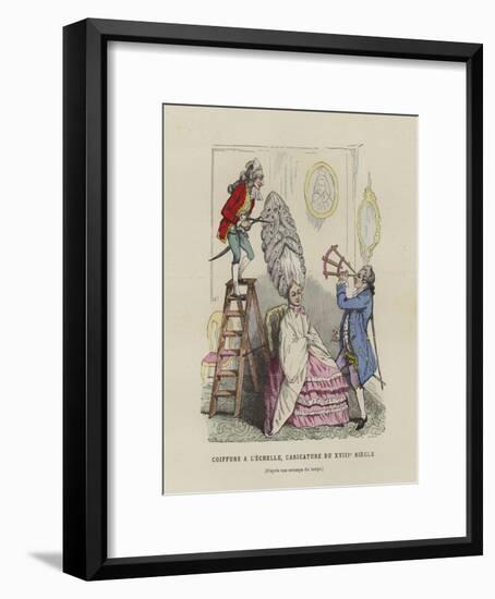 Caricature on French Women's Hairstyles of the 18th Century-null-Framed Giclee Print