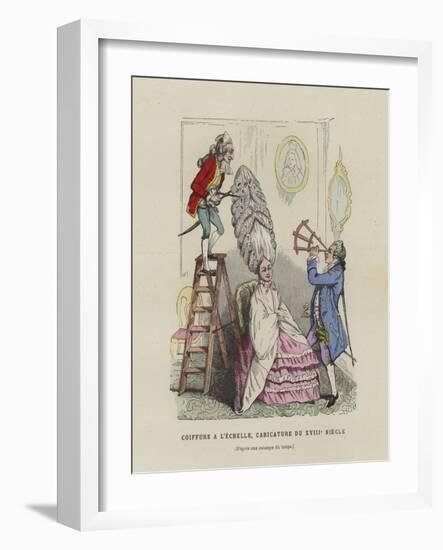 Caricature on French Women's Hairstyles of the 18th Century-null-Framed Giclee Print