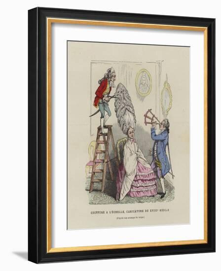 Caricature on French Women's Hairstyles of the 18th Century-null-Framed Giclee Print