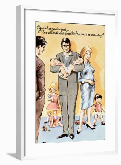 Caricature Postcard Referring to Contraception, C.1960-null-Framed Giclee Print