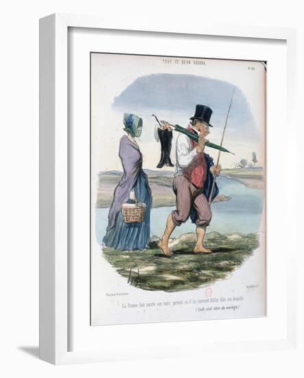 Caricature Ridiculing Chapter VI of the Rights and Duties of Spouses in the French Code Civil-Honore Daumier-Framed Giclee Print