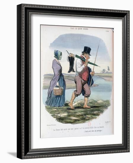 Caricature Ridiculing Chapter VI of the Rights and Duties of Spouses in the French Code Civil-Honore Daumier-Framed Giclee Print