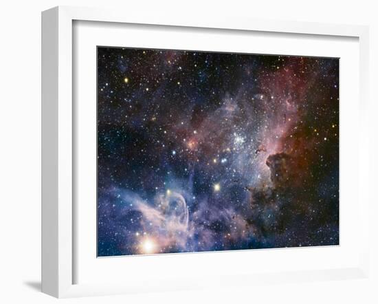 Carina Nebula Infrared from HAWK-I-ESO-Framed Art Print