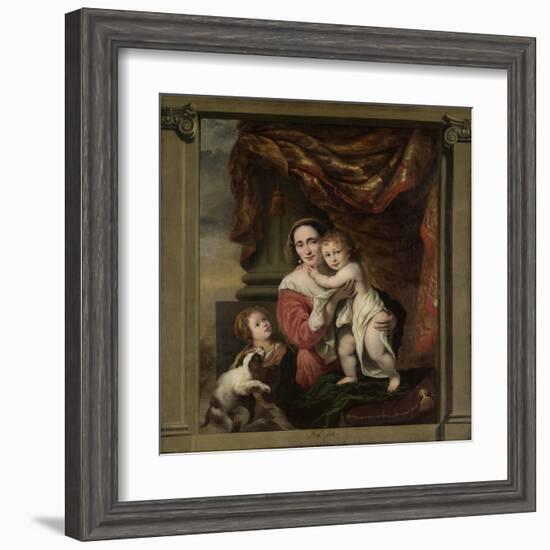 Caritas: Joanna De Geer with Her Children Cecilia Trip and Laurens Trip (B. 1662)-Ferdinand Bol-Framed Art Print