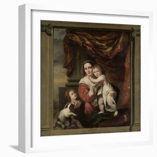 Caritas: Joanna De Geer with Her Children Cecilia Trip and Laurens Trip (B. 1662)-Ferdinand Bol-Framed Art Print