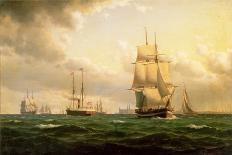 Sailing Vessels off Kronborg Castle, Sweden, 1880-Carl Emil Baagoe-Framed Giclee Print