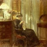 A Lady Looking in a Mirror by an Open Door-Carl Holsoe-Giclee Print