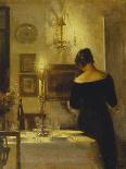 A Lady Looking in a Mirror by an Open Door-Carl Holsoe-Giclee Print