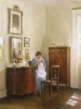 A Girl Sewing in an Interior-Carl Holsoe-Giclee Print