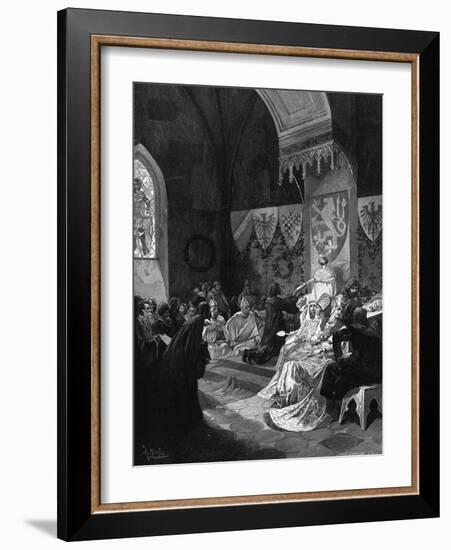 Carl IV at Prague-Alphonse Mucha-Framed Art Print