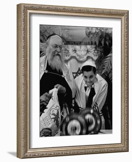 Carl Jay Bodek During Hebrew Ceremony with Rabbi David S. Novoseller-Lisa Larsen-Framed Photographic Print