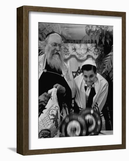 Carl Jay Bodek During Hebrew Ceremony with Rabbi David S. Novoseller-Lisa Larsen-Framed Photographic Print