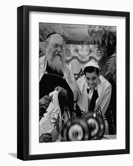 Carl Jay Bodek During Hebrew Ceremony with Rabbi David S. Novoseller-Lisa Larsen-Framed Photographic Print