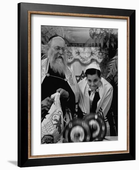 Carl Jay Bodek During Hebrew Ceremony with Rabbi David S. Novoseller-Lisa Larsen-Framed Photographic Print