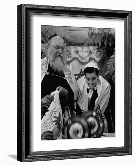 Carl Jay Bodek During Hebrew Ceremony with Rabbi David S. Novoseller-Lisa Larsen-Framed Photographic Print