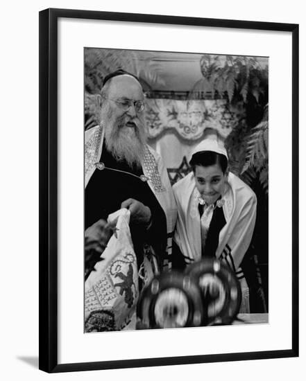 Carl Jay Bodek During Hebrew Ceremony with Rabbi David S. Novoseller-Lisa Larsen-Framed Photographic Print