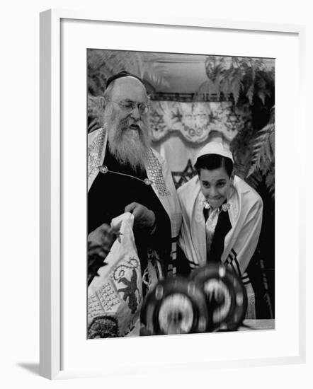 Carl Jay Bodek During Hebrew Ceremony with Rabbi David S. Novoseller-Lisa Larsen-Framed Photographic Print