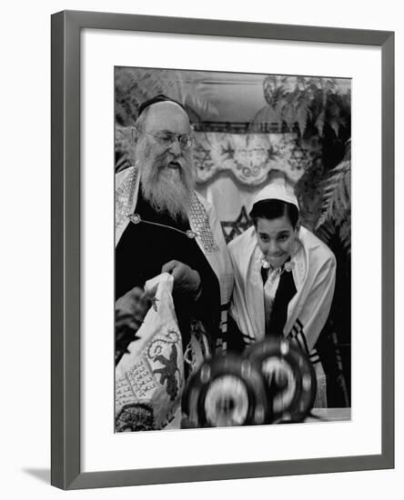 Carl Jay Bodek During Hebrew Ceremony with Rabbi David S. Novoseller-Lisa Larsen-Framed Photographic Print