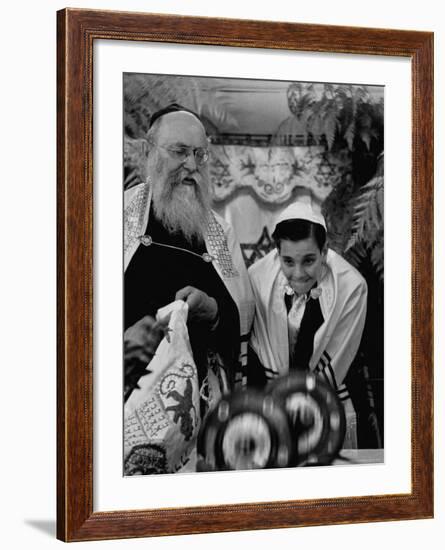 Carl Jay Bodek During Hebrew Ceremony with Rabbi David S. Novoseller-Lisa Larsen-Framed Photographic Print