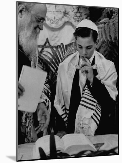 Carl Jay Bodek with Rabbi David S. Novoseller Reciting from the Prayer Book-Lisa Larsen-Mounted Photographic Print