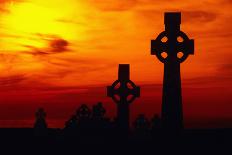 Celtic Crosses Silhouetted at Sunset-Carl Purcell-Photographic Print