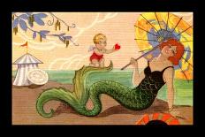 Mermaid With Parasol-Carlo Chiostri-Art Print
