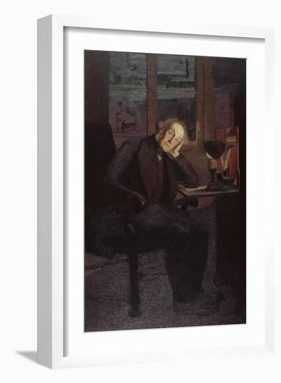 Carlo Rotta (In Brooding and Melancholy Pose)-Giovanni Segantini-Framed Art Print