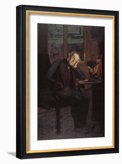 Carlo Rotta (In Brooding and Melancholy Pose)-Giovanni Segantini-Framed Art Print