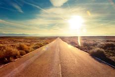 Road through Landscape. Road and Car Travel Scenic and Sunset.Road Travel Concept.Car Travel Advent-carlos castilla-Photographic Print