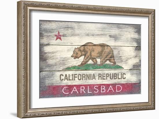Carlsbad, CA - California State Flag - Barnwood-Lantern Press-Framed Art Print