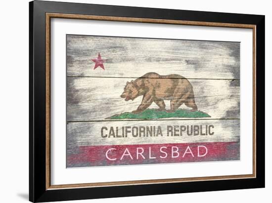 Carlsbad, CA - California State Flag - Barnwood-Lantern Press-Framed Art Print