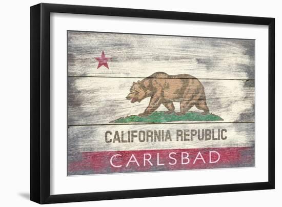 Carlsbad, CA - California State Flag - Barnwood-Lantern Press-Framed Art Print