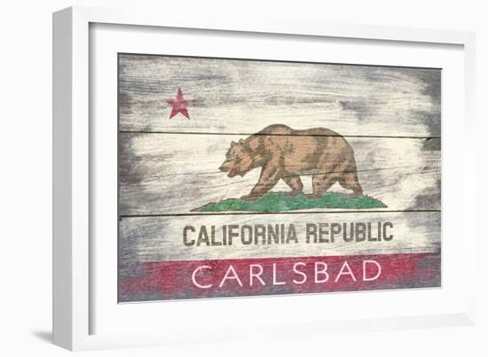 Carlsbad, CA - California State Flag - Barnwood-Lantern Press-Framed Art Print