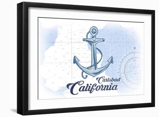 Carlsbad, California - Anchor - Blue - Coastal Icon-Lantern Press-Framed Art Print