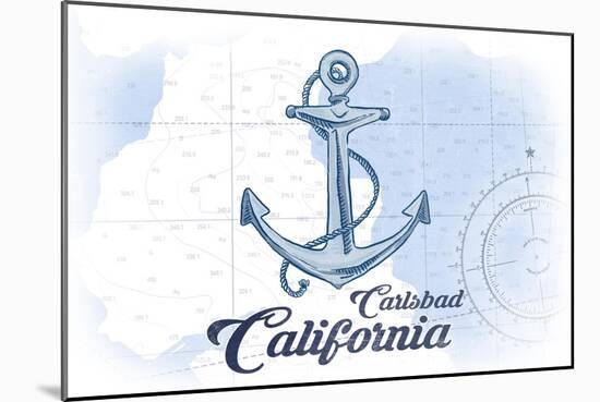 Carlsbad, California - Anchor - Blue - Coastal Icon-Lantern Press-Mounted Art Print