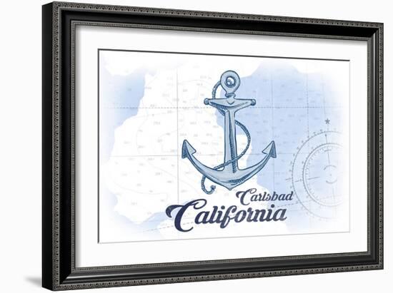 Carlsbad, California - Anchor - Blue - Coastal Icon-Lantern Press-Framed Art Print