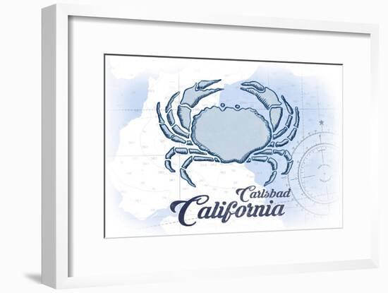 Carlsbad, California - Crab - Blue - Coastal Icon-Lantern Press-Framed Art Print