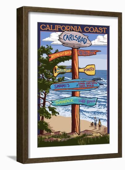 Carlsbad, California - Destination Sign-Lantern Press-Framed Art Print